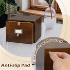 DLUGOPIS 5×8 Index Card Holder Pine Wood Index Card Organizer Box with Drawers Brown Vintage Card Catalog Box Recipe Notecard Box 5 Index Cards Dividers 2 Letter Smile Stickers for School Office - Image 5