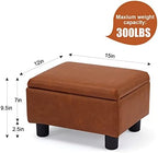 Small Foot Stool Under Desk Foot Stools Ottoman Footstool Foot Stools Small Footstools Foot Stool for Living Room Foot Rest 15" W x 12" D x 9.5" H Faux Leather Brown - Image 2