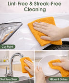 Reusable Microfiber Cleaning Cloth Roll - 100 Pack, 12"x12" Washable Tear-Away Paper Towels, Lint-Free & Streak-Free Rags for Kitchen, Glass, Cars, Electronics, Workshop and Garage(Tangerine Yellow) - Image 4