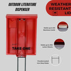 Outdoor Real Estate Brochure Box on Yard Stake, Weatherproof Self-Closing Lid, Take One Flyer Holder, Holds 250 8.5 x 11 Documents and 60 Business Cards, 46 inch Stand (Red, Pack of 1) - Image 2