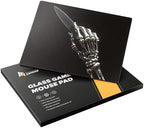 Glass Gaming Mouse Pad, 5.0 Nano Etched Surface, Custom PU Non Slip Base, Esports Level Speed & Precision, Tempered Glass, Waterproof & Durable, 490mm*420mm Large Size for FPS Gaming (Skeleton Hand) by Unknown