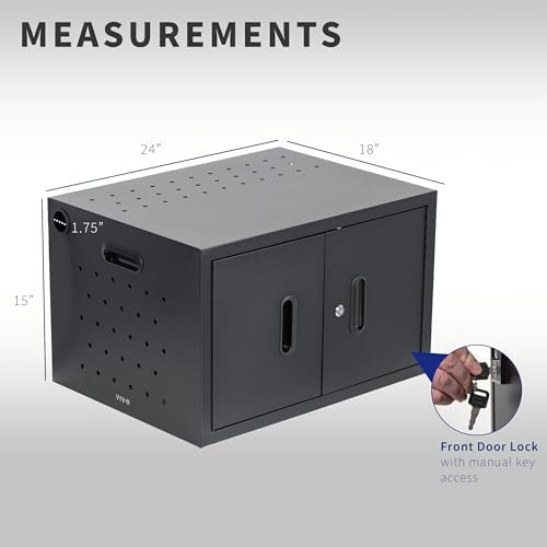 VIVO Black 16-Bay Laptop and Tablet Locking Charging Station, CART-LAPC2 - Image 2
