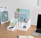 White Desktop Organizer - 9 Compartment Office Desk Accessories Organizer - Pen Holder - Image 5