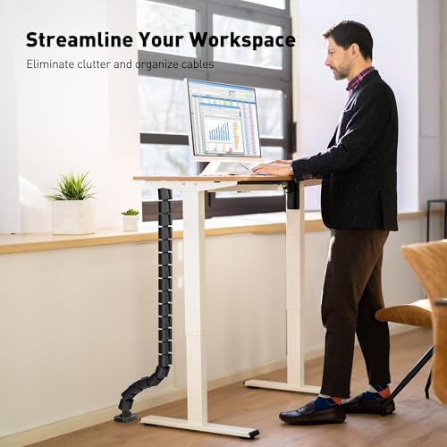 Magnetic Cable Management Spine, Instant Snap-On Wire Vertebrae for Metal Frame Gaming Desks, Dragon Bone Style Floor-to-Desk Cord Concealer for Steel Legs & Standing Desks - Image 3