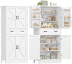 Farmhouse Pantry Cabinet, Tall Kitchen Storage Cabinet with Barn Doors by TEENFON