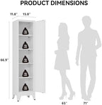 COFaR 67" Tall Metal Pantry Cabinet, White Storage Cabinet with Magnetic Door & 4 Adjustable Shelves, Slim Freestanding Cupboard for Kitchen, Bathroom, Living Room - Image 2