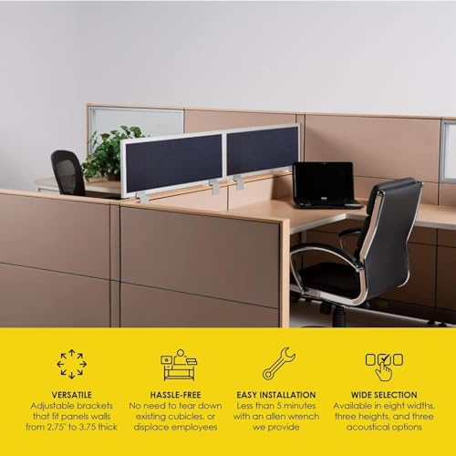 OBEX Acoustical Cubicle Privacy Screen Extender Desk Panel & Office Divider, Add Separation & Block Noise, 18" x 48", Slate - Image 3