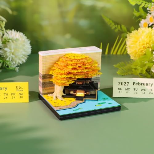 3D Time Piece Calendar, 2027 Desk Calendar With LED Light, 3d Tree Memo Pad Creative Desk Calendar, Christmas Gift for Colleague Friend, Desktop Decoration - Image 6