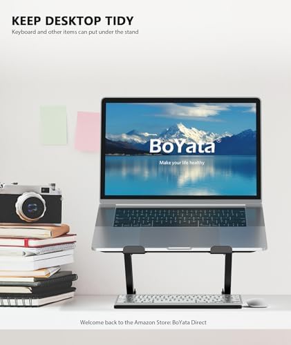 BoYata Laptop Stand, Adjustable Multi-Angle Riser, Up to 17 Inches, Black - Image 7