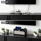 Faux Rattan Cable Management Box, Black - Image 6
