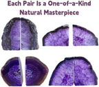 Decorative Agate Bookends 2-3 lbs Dyed Purple Natural Crystal Geode Book Ends for Home Decor Housewarming Gift 1 Pair - Image 4