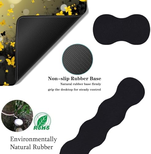 Keyboard Wrist Rest+Mouse Wrist Pad+Desk Pad Set,Memory Foam Ergonomic Easy Typing Pain Relief for Computer Laptop Office Home - Flowers and Butterflies - Image 5