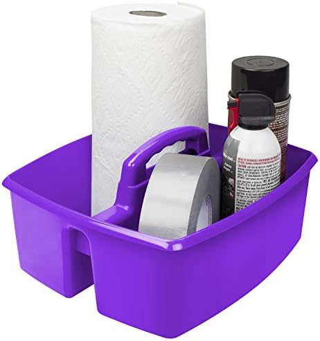 Storex 2-Compartment Large Craft Caddy – Multipurpose Classroom Organizer with Handle, Purple, 6-Pack (00955F06C) - Image 3