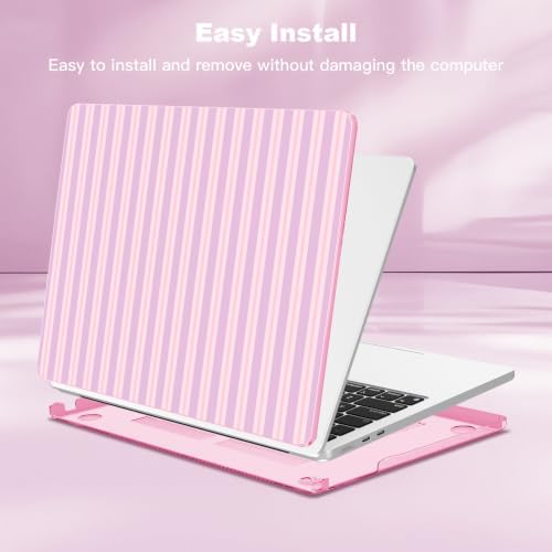 Teryeefi Case for MacBook Air 13.6 inch M5 M4 M3 M2 (2022-2026 Release), Pink Striped - Image 5
