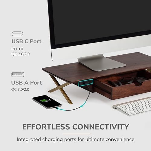 Anji Mountain Monitor Stand for Desk - Desktop Organizer & Laptop Riser, Ergonomic Monitor Riser, Space-Saving, Durable, Easy Assembly & Ideal for Home & Office,Walnut, 24-Inch, Pro Edition - Image 2