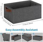 GhvyenntteS Small Fabric Storage Bins 12 Pack, 11.8" x 7.87" x 5.11" Storage Basket with Leather Handles, Closet Storage Bins for Shelves, Storage Baskets for Shelves, DVD Storage (Grey) - Image 2