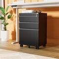 INTERGREAT 3 Drawer File Cabinet, Metal Filling Cabinets with Lock, Locking Office Mobile Cabinet with Wheels for Legal/Letter Size, Under Desk, Assembled Required, Black by INTERGREAT
