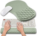 Hokafenle 2 in 1 Ergonomic Mouse Pad Wrist Support & Wrist Rest for Computer Keyboard Set, with Relieve Carpal Tunnel Pain Massage Bulge and Full Memory Gel Design (2In1 Set, Light Green) by Hokafenle