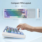Guffercty kred 75% Percent Blue Keyboard Gasket Mount with Knob, Hot-swappable RGB Wired Mechanical Gaming Keyboard Programmable for Mac/Win (82 Sea Fog Blue) - Image 6
