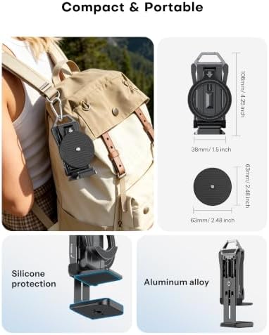 OMOTON TP02-Ultra 2 in 1 Magnetic Phone Tripod for DJI/GoPro iPhone, Black - Image 6