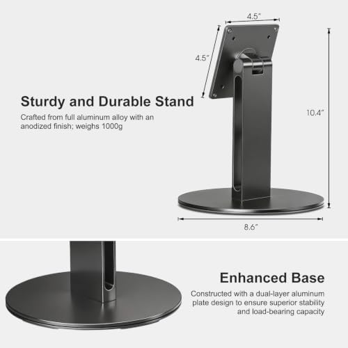 UPERGO Stand for Monitor 15" - 24", 180° Tiltable Heavy Duty All Aluminum Base, Compatible with Smart Displays & VESA Mount Speakers, Easy Assembly (Black) - Image 6