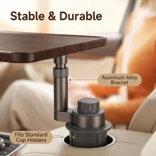 Car Desk for Laptop, Car Table & Car Tray with 360° Rotating Cup Holder, Adjustable Height Car Food Tray, As Car Table Tray or Car Seat Tray, Compatible with Tesla Model 3/Y/S, Ford/Most Vehicles - Image 7