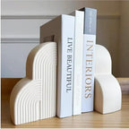 Bookends Decorative for Heavy Books - Aesthetic Boho Style, Cream White by JolieJulieHome