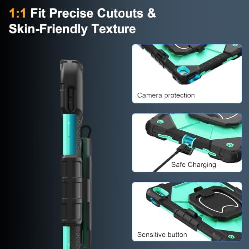 Case for iPad (A16) 11th/10th Generation 11/10.9 Inch 2025/2022, Ubearkk for iPad a16 case with Screen Protector, 360 Degree Rotating Stand Shoulder Strap Pencil Holder,Black Mint - Image 6