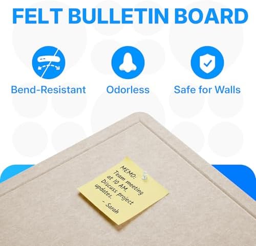 OWLKELA Felt Bulletin Board, 36 x 24 Inch, Oatmeal - Image 3