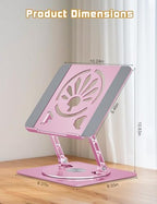 Adjustable Rotating Laptop Stand for Desk, Aluminum Riser, Pink - Image 4