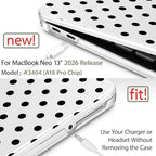 May Chen Compatible with MacBook Neo 13 inch Case 2026 Model A3404, Plastic Hard Shell,Keyboard Cover,Screen Protector,Dust Plug, for MacBook Neo 13" with A18 Pro Chip, Clear Polka dot - Image 3