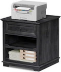 REDAYFUR Lateral File Cabinet 3 Drawer File Cabinet with Charging Station, Printer Stand with Open Adjustable Storage Shelves, Lateral Filing Cabinet for Home Office, Black by Alwaysreadyforyou