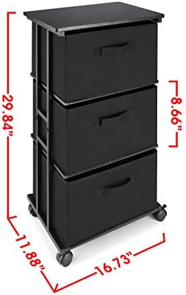 MAX Houser Dresser Storage with 3 Drawers, Fabric Dresser Tower, Vertical Storage Unit for Bedroom, Closet, Office, Black - Image 3