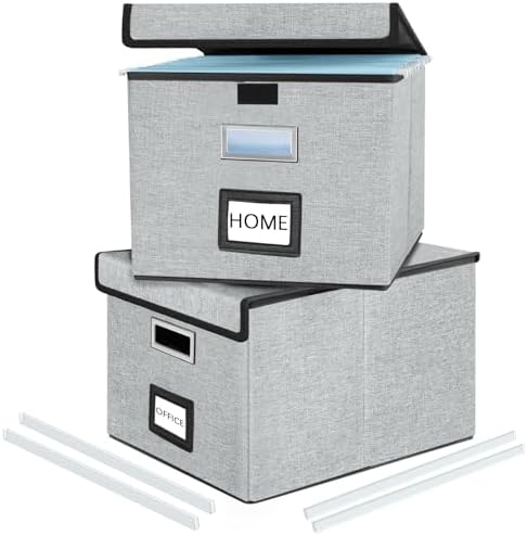 File Organizer Box with Lids, Collapsible File Folder Organizer by Huolewa