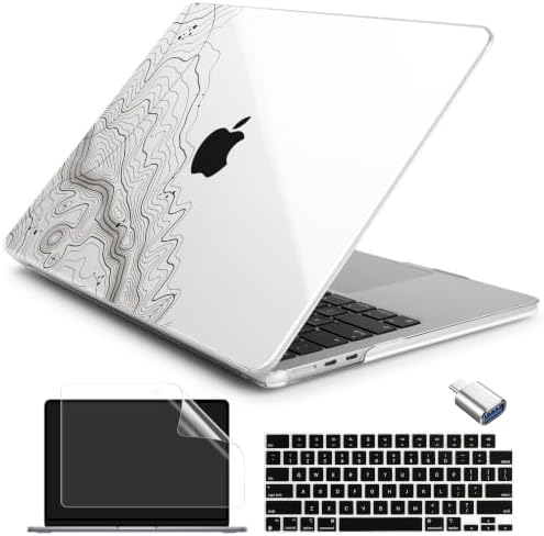 Batianda Case for MacBook Air 13.6" 2026 M5 M4 M3 M2 Chip,Topographic Lines by Batianda