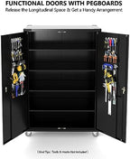 VINGLI Upgraded Wide & Deep Garage Storage Cabinet, Metal Storage Cabinet with Pegboards, Wheels, Locking Doors and Adjustable Shelves (Black, 43''W x 20''D x 72''H) - Image 5
