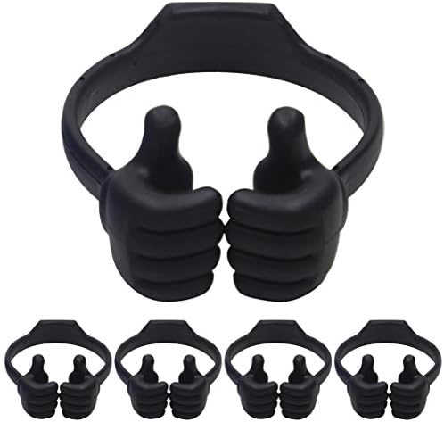 Honsky Cell Phone Tablet Stands (Pack of 5) Thumbs-up Cellphone Holder, Tablet Display Stand, Mobile Smartphone Mount Cradle for Desk Desktop - Universal, Multi-Angle, Cute, Black by Honsky