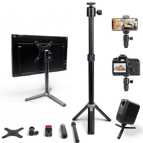 Kado Metal Portable Monitor Stand Tripod, Phone/Tablet Clamp for Desk by Kado