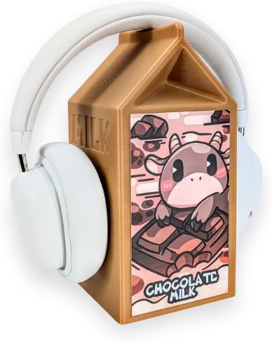 Milk Carton Headphone Stand - Universal Headset Holder - Cute Headphone Stand Hanger - Kawaii Desk Accessories - Pink Gaming Setup - Sturdy Desk Headset Mount (Chocolate Milk) by BeamTeam3D