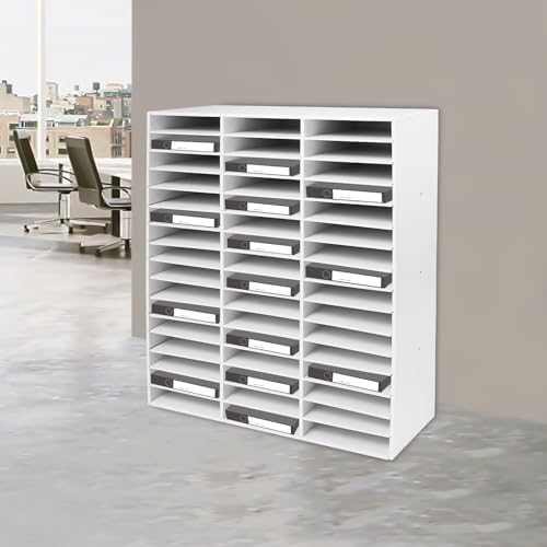 PVC Literature Organizer with 48 Compartments, Student Mailbox for Classroom, Desktop Paper Organizer for Office Home School, Mail Sorter with Adjustable Shelves, White - Image 6