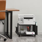 BTY Under Desk Printer Stand Small Printer Table with Storage 2 Tier Printer Cart with Wheels Desktop Printer Stands for Office Home Scanner Printer (Black) - Image 6