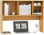 LDAILY Desktop Bookshelf, 2-Tier Office Desk Shelf Organizer with 4 Shelves, 37’’L Wood Storage Rack Display Shelf for Computer Desk, Office, Dorm, Bedroom (Burlywood) by LDAILY
