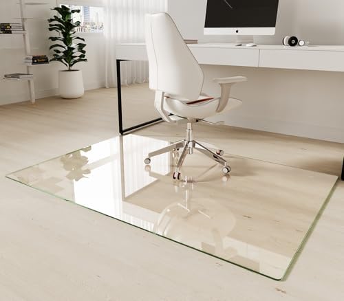 [Upgraded Tempered Glass] Koonmi 40" x 60" Office Floor Desk Chair Mat for Carpet & Hardwood Floor by KOONMI