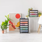 IRIS USA Rolling Cart with Drawers |Made in USA| 6-Tier Cases - Black/Clear - Image 2
