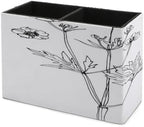 PU Leather Multi-Compartment Pen Holder Desktop Organizer Pencil Cup Storage Caddy for Office Home Supplies Wildflowers Line Drawn on Watercolor - Image 7