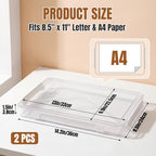 Clear Document Box, Portable A4 Paper Storage Organizer with Snap Latches, Stackable File Case for Certificates Photos Letter Size, Magazine Protector, 14.37" x 9.44" x 1.37" (2 Pack), White - Image 2