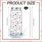 Meanplan Halloween Plastic Cups with Lids and Straws 14 oz Pink Ghost - Image 3
