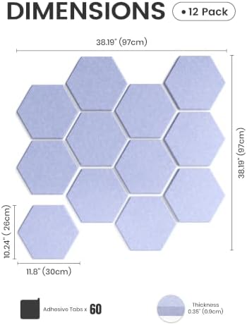 Fluxynara 12-Pack Hexagon Felt Bulletin Board Tiles, Lavender - Image 2