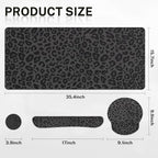 Arttown Keyboard Mouse Pad Set, 4 in 1 Desk Mat Set Leopard Black - Image 2