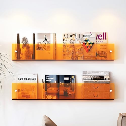 ROYALITA 2-Pack Acrylic Magazine Holder Brochure Holder, Orange 17 Inch - Image 6
